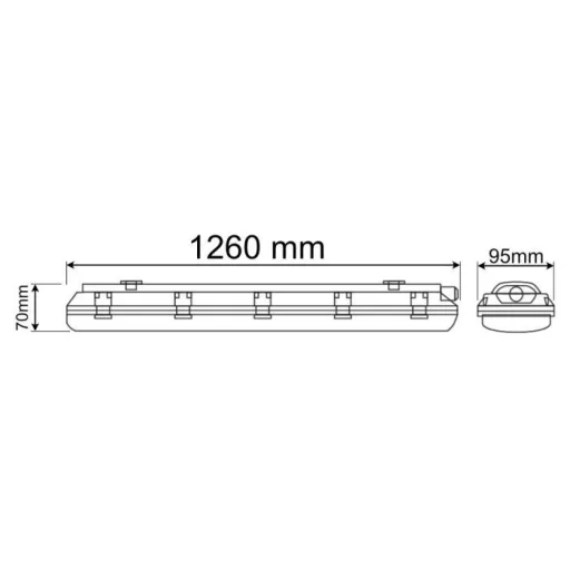 5x ARMATÚRA 120CM 2X T8 LED + 10x G13 LED FÉNYCSŐ 4000K 1800 LUMEN SEMLEGES ECOLIGHT
